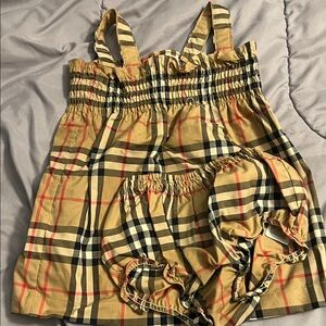 Burberry Tan Black Red Plaid Kids Matching Set